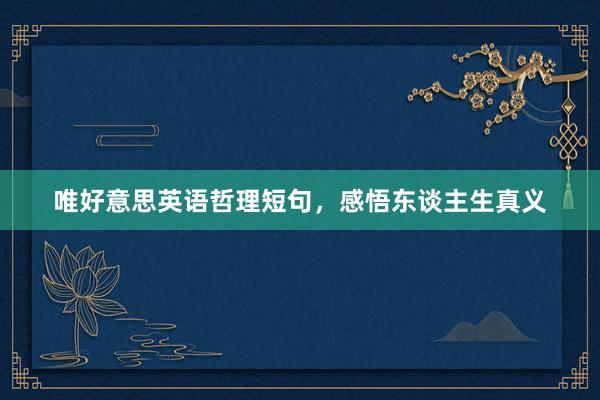 唯好意思英语哲理短句，感悟东谈主生真义