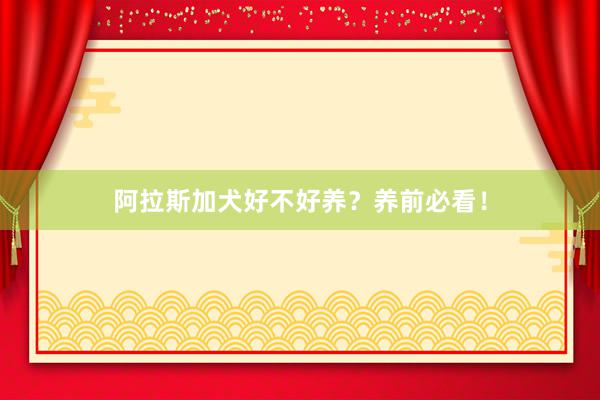 阿拉斯加犬好不好养？养前必看！